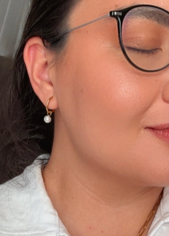 Pearla Charm Huggie Earrings